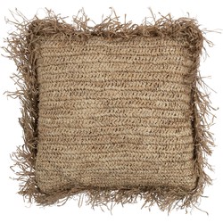 J-line - Kussen Jeff Vierkant Rafia Naturel Large - 50x50x10cm