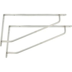 AMIG Plankdrager/steun/muurbeugel - 2x - rvs metaal - zilver - H60 x B120 mm - Tot 75 kg - Plankdragers