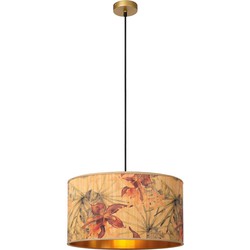 Floreo brede grote ronde hanglamp kleurig met goud binnenin 1x E27