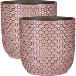 2x Stuks Plantenpotten/bloempotten keramiek roze - D19 en H17.5 cm - Plantenpotten