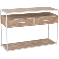 J-line - Console Zigzag 2 Lades Hout/metaal Naturel/wit - 120x40x80cm