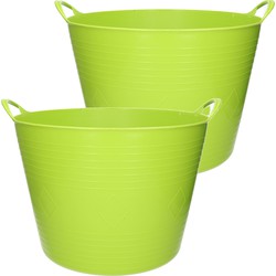 2x stuks flexibele kuip emmer/wasmand rond fel groen 43 liter - Wasmanden