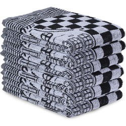 DoubleDry Luxe Keukenhanddoeken Set - 6 Stuks - 50x50 cm - 100% Katoen - Hoge Absorptie & Duurzaam - Herenhuis, Zwart