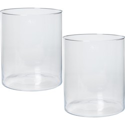 Set van 3x stuks glazen bloemen cilinder vaas/vazen 30 x 35 cm transparant - Vazen