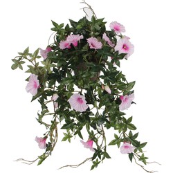 Mica Decorations Kunstplant - Petunia - groen met lichtroze - 50 cm - Kunstplanten