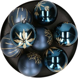 Feeric lights and christmas kerstballen 8x - 8 cm - kunststof -blauw - Kerstbal
