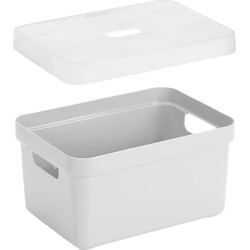 Opbergboxen/opbergmanden wit van 5 liter kunststof met transparante deksel - Opbergbox