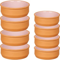 Set 12x tapas/creme brulee schaaltjes - terra/roze - 6x 8 cm/6x 12 cm - Snack en tapasschalen