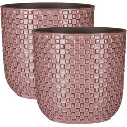 2x Stuks Plantenpotten/bloempotten keramiek roze - D21.5 en H20.5 cm - Plantenpotten