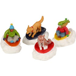 Dog Snow Saucer Fun Set Of 4 Kerst