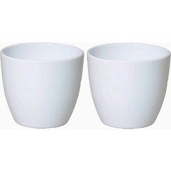 Floran Bloempot - 2x - wit - glans - keramiek - 15 x 13 cm - Plantenpotten