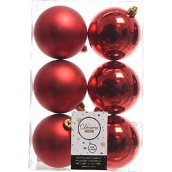 42x Kunststof kerstballen glanzend/mat kerst rood 8 cm kerstboom versiering/decoratie kerst rood - Kerstbal