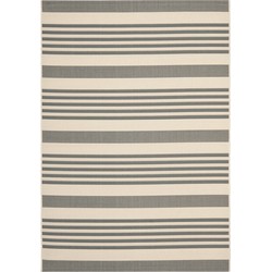 Safavieh Striped Indoor/Outdoor Woven Area Rug, Courtyard Collection, CY6062, in Grey & Bone, 122 X 170 cm