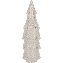 Clayre & Eef Glazen potje Kerstbomen Ø 7x24 cm Transparant Glas Voorraadpot Deksel