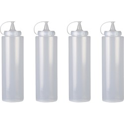 Urban Living Doseerfles/sausfles - 4x - kunststof - met schenktuit - 400 ml - 16 cm - Garneergerei