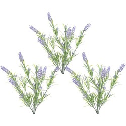 3x Groene/lilapaarse Lavandula lavendel kunstplanten 44 cm bundel/bosje - Kunstplanten