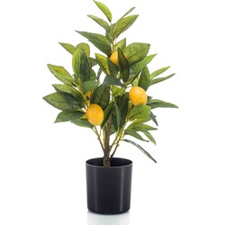 Emerald Kunstplant citrusfruit citroen boom in pot - 40 cm - geel - kunst plant met vruchten - Kunstplanten
