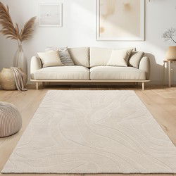 Laagpolig Japandi Vloerkleed Aubela - Creme - 240x330 cm