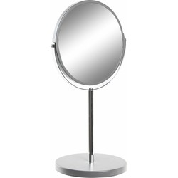 Items Make-up spiegel op standaard - rond - RVS - zilverkleurig - 34 cm - Make-up spiegeltjes