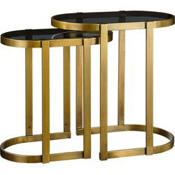 Mica Decorations Bijzettafel Kevin - 54x34x56 cm - Ijzer - Goud - Set van 2