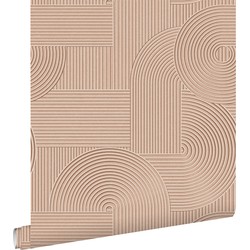 ESTAhome behang grafisch 3D motief terracotta roze - 50 x 900 cm - 139647