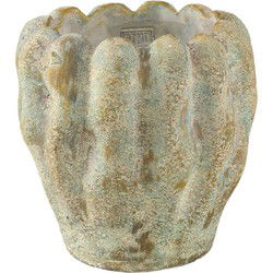 PTMD Bloempot Contina - 21x21x21 cm - Cement - Groen