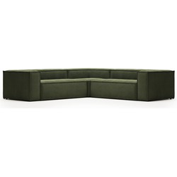 Kave Home - 4-zitsbank Blok in groen dik ribfluweel/corduroy 290 x 290 cm