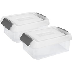 Sunware 2x opslagboxen kunststof 17 liter transparant 45 x 36 x 14 cm met hoge deksel - Opbergbox