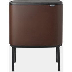 Bo Touch Bin, with 2 Inner Buckets, 11 + 23 litre - Mineral Cosy Brown