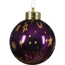 Kerstbal kunststof d8l8 cm violet kerst