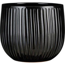 Mica Decorations Palm leaf Bloempot - 29x29x25 cm - Keramiek - Zwart
