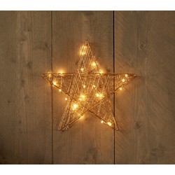 Batterijverlichting metaal ster goud 30 cm 25 LED warm wit - Anna's Collection