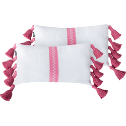 LOVELY - Sierkussen set van 2 - Wit/Roze - 30 x 50 cm - Katoen