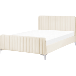 Beliani LUNAN - Tweepersoonsbed-Beige-Fluweel