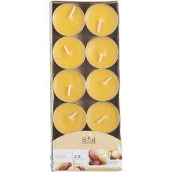 Geurtheelichtjes - 10x stuks - mango - geel - was - 3,5 uur - geurkaarsen