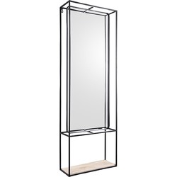 Wandrek Glance - Metaal Zwart met plank & spiegel - 115x40x15cm