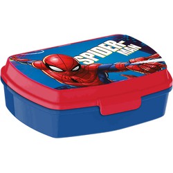 Marvel Spiderman broodtrommel/lunchbox voor kinderen - blauw/rood - kunststof - 20 x 10 cm - Lunchboxen