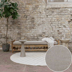 Rond Jute buitenkleed Naturel ZigZag Beige - Polypropyleen - Rond 240 Ø - (XXL)