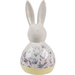 Clayre & Eef Decoratie Beeld Konijn 23 cm Wit Blauw Keramiek
