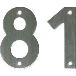 AMIG Huisnummer 81 - massief Inox RVS - 10cm - incl. bijpassende schroeven - zilver - Huisnummers