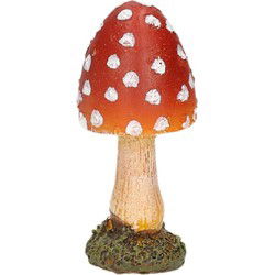 Decoratie Paddenstoel/vliegenzwam beeldje - polystone - 4 x 8 cm - Tuinbeelden