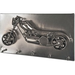 HakuShop Wandkapstok | Chroom Staal | 3D-optiek motorfiets | Vernickeld staal | 35x9x20