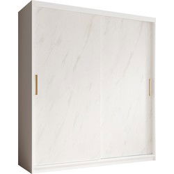 Meubella - Kledingkast Marmer - Wit - 180 cm