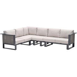 Bologna hoekset - 4-dlg - carbon black - taupe-desert sand