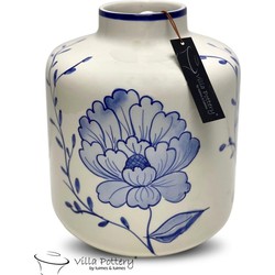 Villa Pottery  Milou blauwe bloemenvaas 19x25