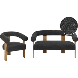 ILBRO - Bankenset - Zwart/Donkerbruin - Bouclé