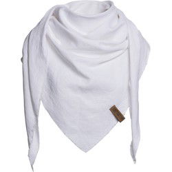 Knit Factory Jill Gebreide Omslagdoek - Driehoek Sjaal Dames - Wit - 190x85 cm