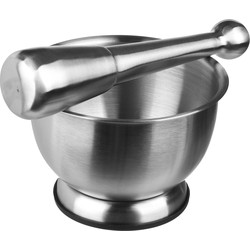 Secret de Gourmet Vijzel met stamper - RVS - 12 x 8 cm - Kruiden maler - Vijzel en mortier