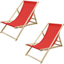 houten klapstoel 3 ligposities tot 120 kg rood