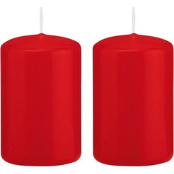 2x Kaarsen rood 5 x 8 cm 18 branduren sfeerkaarsen - Stompkaarsen